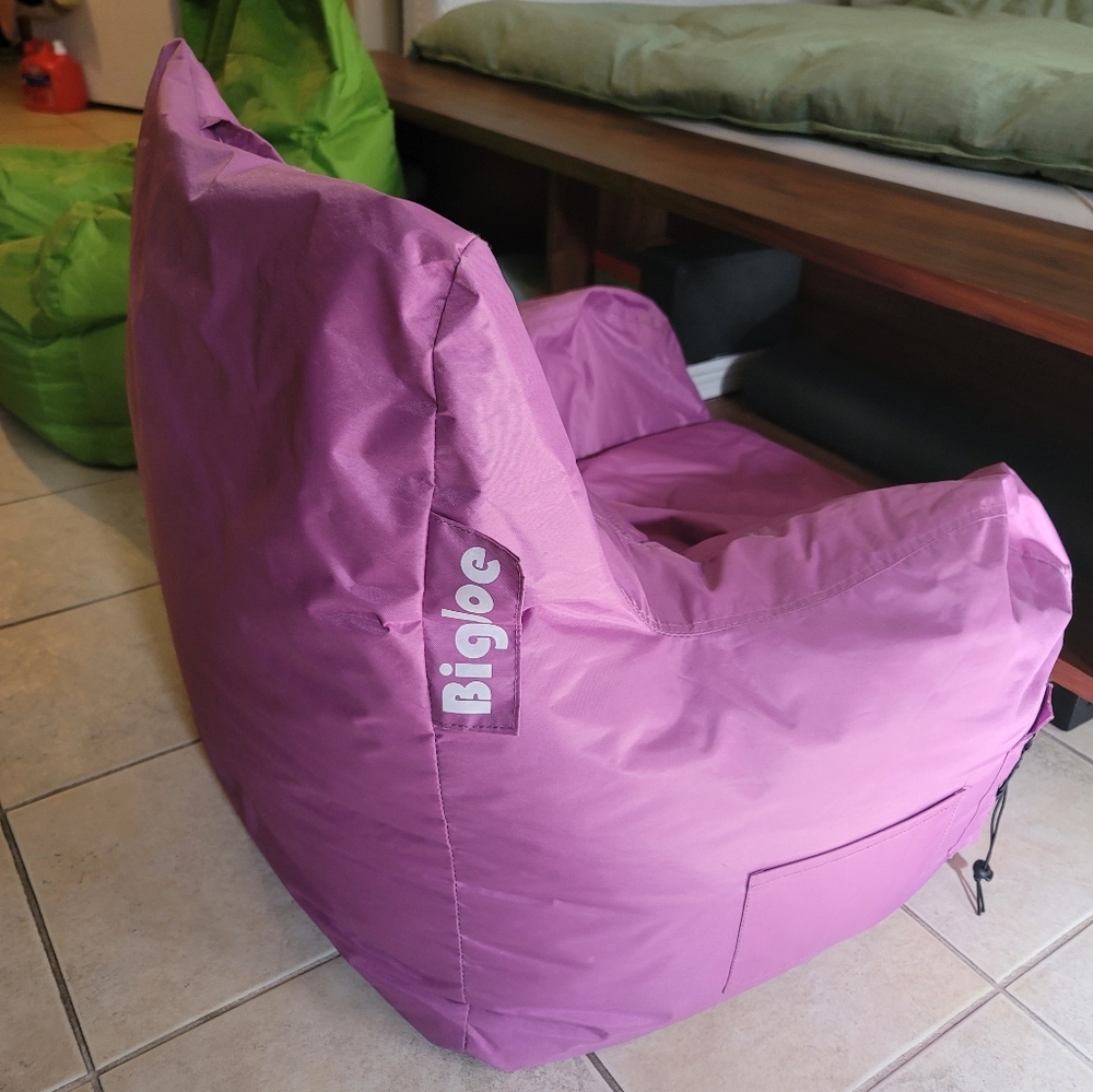 Big Joe Pink & Green Bean Bag Kids Chairs